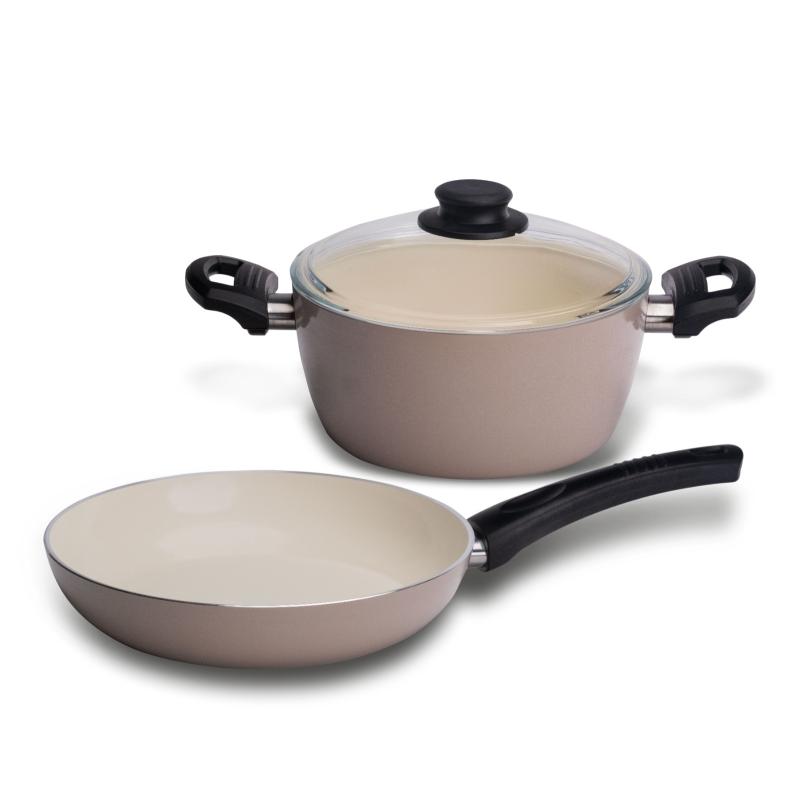 CEM NATUREL SERAMİK 2'Lİ SET (TENCERE 22+TAVA 24 CM)